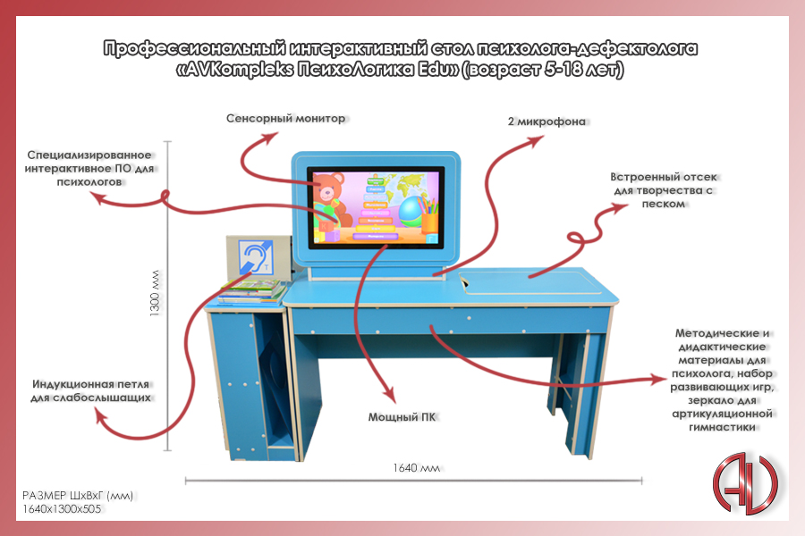 Профессиональный интерактивный стол психолога-дефектолога «AVKompleks ПсихоЛогика Edu» (возраст 5-18 лет) — изображение 2
